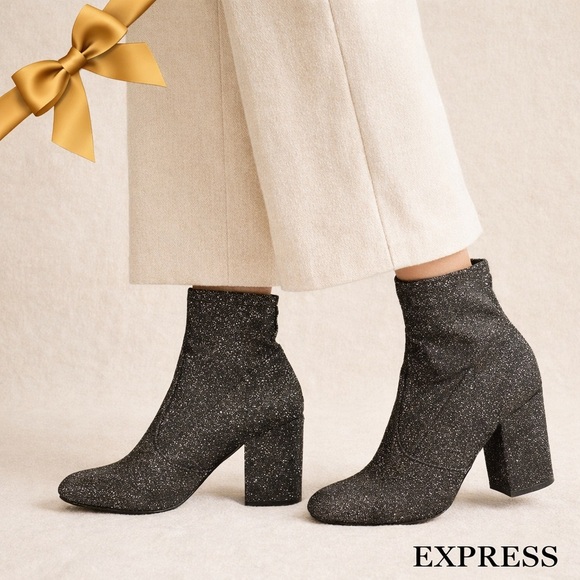 Express Shoes - Express Glitter Ankle Booties 7